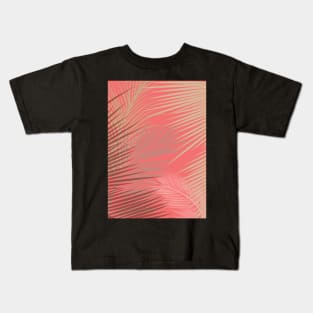 Palms Shadow on Living Coral Kids T-Shirt